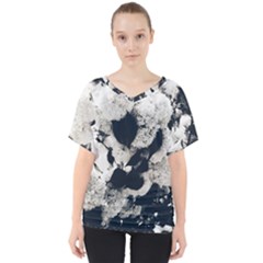 High Contrast Black And White Snowballs V-neck Dolman Drape Top by okhismakingart