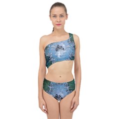 Surfboard With Dolphin Spliced Up Two Piece Swimsuit by FantasyWorld7
