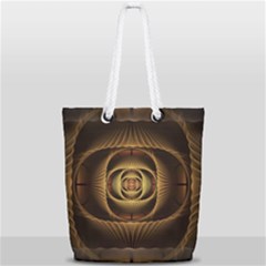Fractal Copper Amber Abstract Full Print Rope Handle Tote (small) by Pakrebo