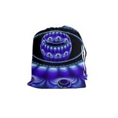 Fractal Blue Sphere 3d Pattern Drawstring Pouch (medium) by Pakrebo