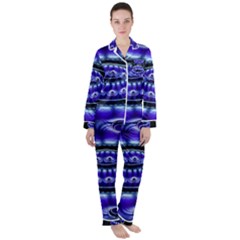 Fractal Blue Sphere 3d Pattern Satin Long Sleeve Pyjamas Set by Pakrebo