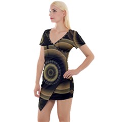 Fractal Fractal Art Fantasy Short Sleeve Asymmetric Mini Dress by Pakrebo