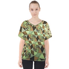 Fractal Mosaic Abstract Fractal Art V-neck Dolman Drape Top by Pakrebo