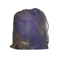 Fractal Earth Rays Design Planet Drawstring Pouch (xl) by Pakrebo