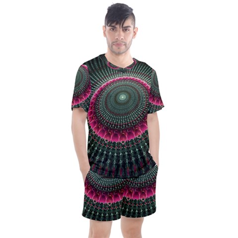 Fractal Circle Fantasy Texture Men s Mesh Tee And Shorts Set by Pakrebo