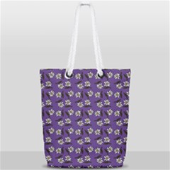 Daisy Purple Full Print Rope Handle Tote (small) by snowwhitegirl
