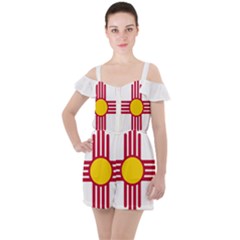 New Mexico Flag Ruffle Cut Out Chiffon Playsuit by FlagGallery