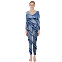 Abstract Architecture Azure Long Sleeve Catsuit by Pakrebo