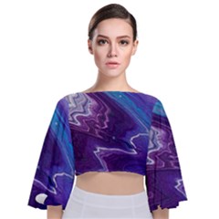 Color Acrylic Paint Art Painting Art Tie Back Butterfly Sleeve Chiffon Top by Pakrebo