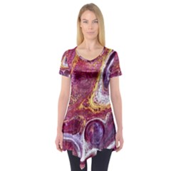 Paint Acrylic Paint Art Colorful Short Sleeve Tunic  by Pakrebo