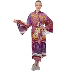 Paint Acrylic Paint Art Colorful Maxi Tie Front Velour Kimono by Pakrebo
