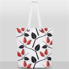 Rose Hip Pattern Branches Autumn Full Print Rope Handle Tote (small) by Pakrebo