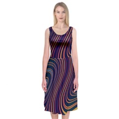 Fractal Mathematics Generated Midi Sleeveless Dress by Bajindul