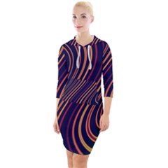 Fractal Mathematics Generated Quarter Sleeve Hood Bodycon Dress by Bajindul