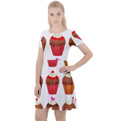 Chocolate Cake Muffin Cap Sleeve Velour Dress  by Bajindul