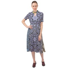 Mosaic Pattern Keyhole Neckline Chiffon Dress by Bajindul
