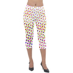 Illustration Abstract Pattern Polka Dot Lightweight Velour Capri Leggings  by Pakrebo