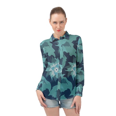 Graphic Design Wallpaper Abstract Long Sleeve Chiffon Shirt by Pakrebo