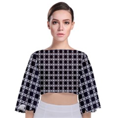Purple Pattern Texture Tie Back Butterfly Sleeve Chiffon Top by HermanTelo