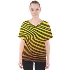 Wave Line Curve Abstract V-neck Dolman Drape Top by HermanTelo