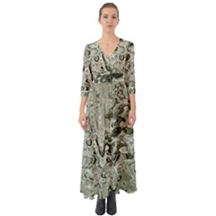 Abstract Stone Texture Button Up Boho Maxi Dress by Bajindul