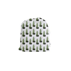 Cactus White Pattern Drawstring Pouch (small) by snowwhitegirl
