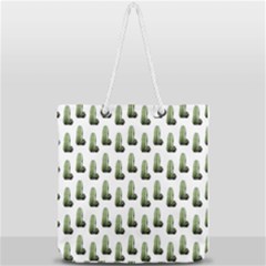 Cactus White Pattern Full Print Rope Handle Tote (large) by snowwhitegirl