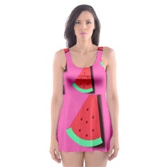 Fresh Watermelon Slices Skater Dress Swimsuit by VeataAtticus