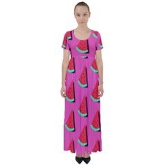 Fresh Watermelon Slices High Waist Short Sleeve Maxi Dress by VeataAtticus