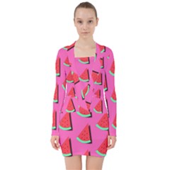 Fresh Watermelon Slices V-neck Bodycon Long Sleeve Dress by VeataAtticus