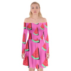 Fresh Watermelon Slices Off Shoulder Skater Dress by VeataAtticus