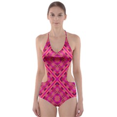 Pink Geometric  Cut-out One Piece Swimsuit by VeataAtticus