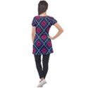 Purple Textile And Fabric Pattern Puff Sleeve Tunic Top View2