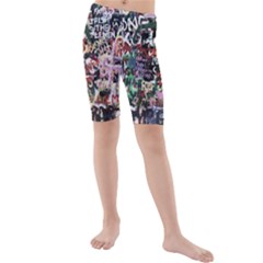 Graffiti Wall Background Kids  Mid Length Swim Shorts by Pakrebo