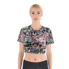 Graffiti Wall Background Cotton Crop Top by Pakrebo