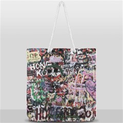 Graffiti Wall Background Full Print Rope Handle Tote (large) by Pakrebo