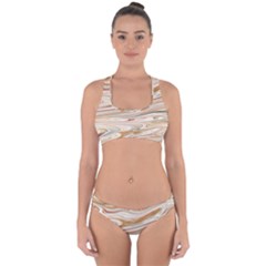 Brown And Yellow Abstract Painting Cross Back Hipster Bikini Set by Pakrebo