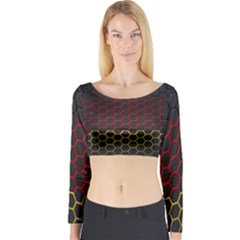 Germany Flag Hexagon Long Sleeve Crop Top by HermanTelo