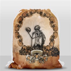 Awesome Skeleton With Skulls Drawstring Bag (small) by FantasyWorld7