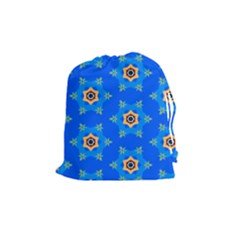 Pattern Backgrounds Blue Star Drawstring Pouch (medium) by HermanTelo