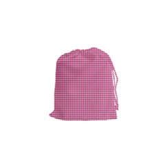 Gingham Plaid Fabric Pattern Pink Drawstring Pouch (xs) by HermanTelo