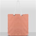 Gingham Plaid Fabric Pattern Red Full Print Rope Handle Tote (Large) View2