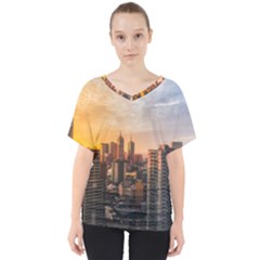 View Of High Rise Buildings During Day Time V-neck Dolman Drape Top by Pakrebo
