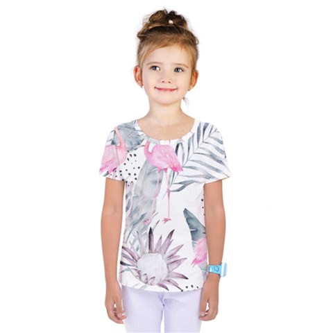 Tropical Flamingos Kids  One Piece Tee by Sobalvarro