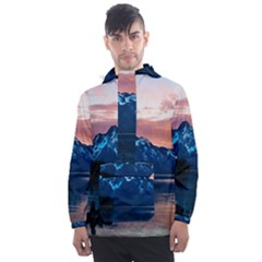 Tree Near Mountain Range Men s Front Pocket Pullover Windbreaker by Pakrebo