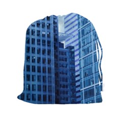 City Blue Building Construction Drawstring Pouch (xxl) by Pakrebo