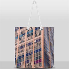Low Angle Photography Of Beige And Blue Building Full Print Rope Handle Tote (large) by Pakrebo
