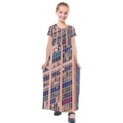 Low Angle Photography Of Beige And Blue Building Kids  Short Sleeve Maxi Dress by Pakrebo