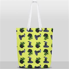 Gothic Girl Rose Yellow Pattern Full Print Rope Handle Tote (small) by snowwhitegirl