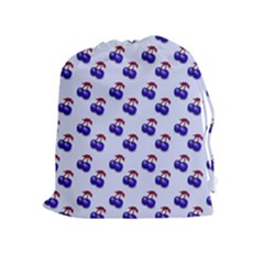 Retro Blue Cherries Drawstring Pouch (xl) by snowwhitegirl